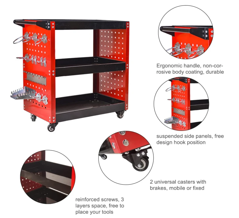 82746:3-Tier Tool Cart/Workshop Tool Trolley, Heavy Duty best